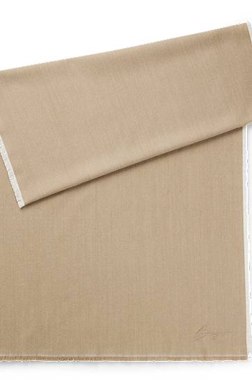 Tørklæde BOSS Cotton-blend Scarf with Handwritten Logo Embroidery Beige | 50558638, 0