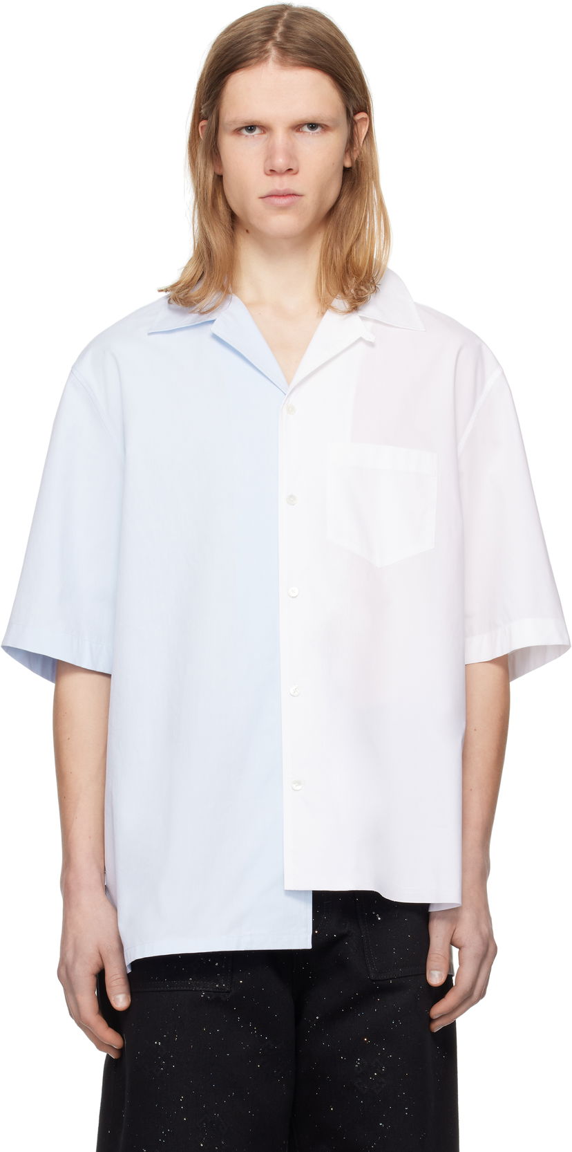 Skjorte LANVIN Lanvin Bicolor Asymmetric Shirt Blå | RM-SI0014-6043-P25