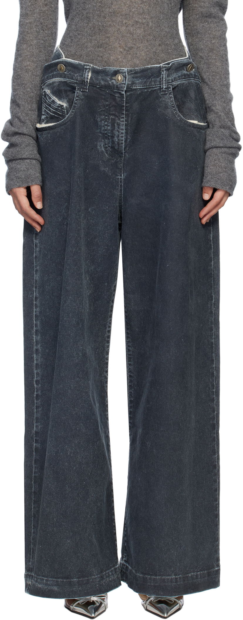Jeans The Attico The Attico Long Wide-Leg Jeans Blå | 250WCP00190 DDD100AA