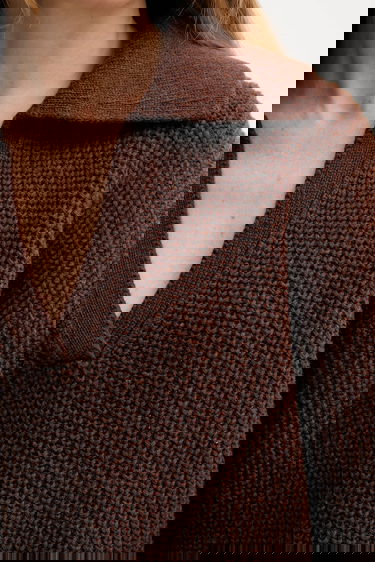 Sweater Barbour Barbour ROBYN Wool Blend Collared Sweater Brun | LKN1675, 5