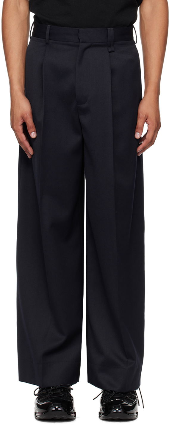 Bukser Simone Rocha Simone Rocha Pleated Wide Leg Trousers Mørkeblå | 4118 0458