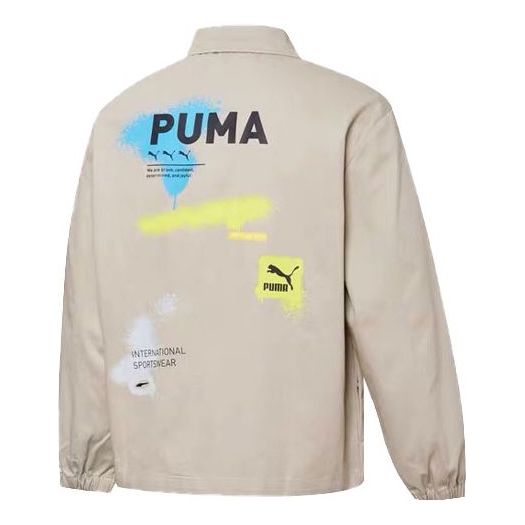 Vindjakke Puma Loose Fit Woven Jacket with Graphic Print Beige | 536089-64