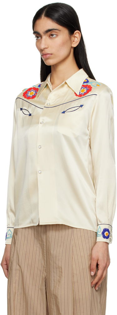 Skjorte Bode Bode Garden Party Embroidered Western Shirt Beige | WRS25SH035, 3