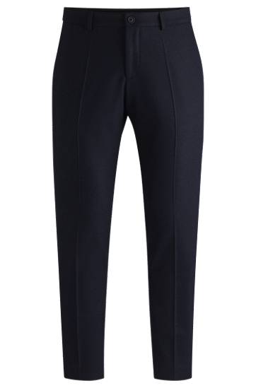 Bukser BOSS Slim-Fit Stretch Flannel Trousers Mørkeblå | 50530644, 0