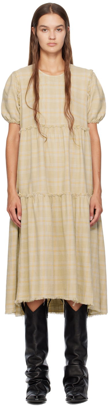Kjole R13 R13 Shredded Relaxed Midi Dress Gul | R13WR045-R260D, 0