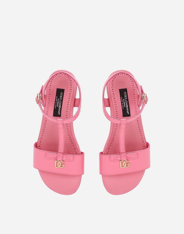 Sneakers og sko Dolce & Gabbana Patent Leather T-Strap Flat Sandals with Bow Detail Lyserød | D11155A132880424, 3