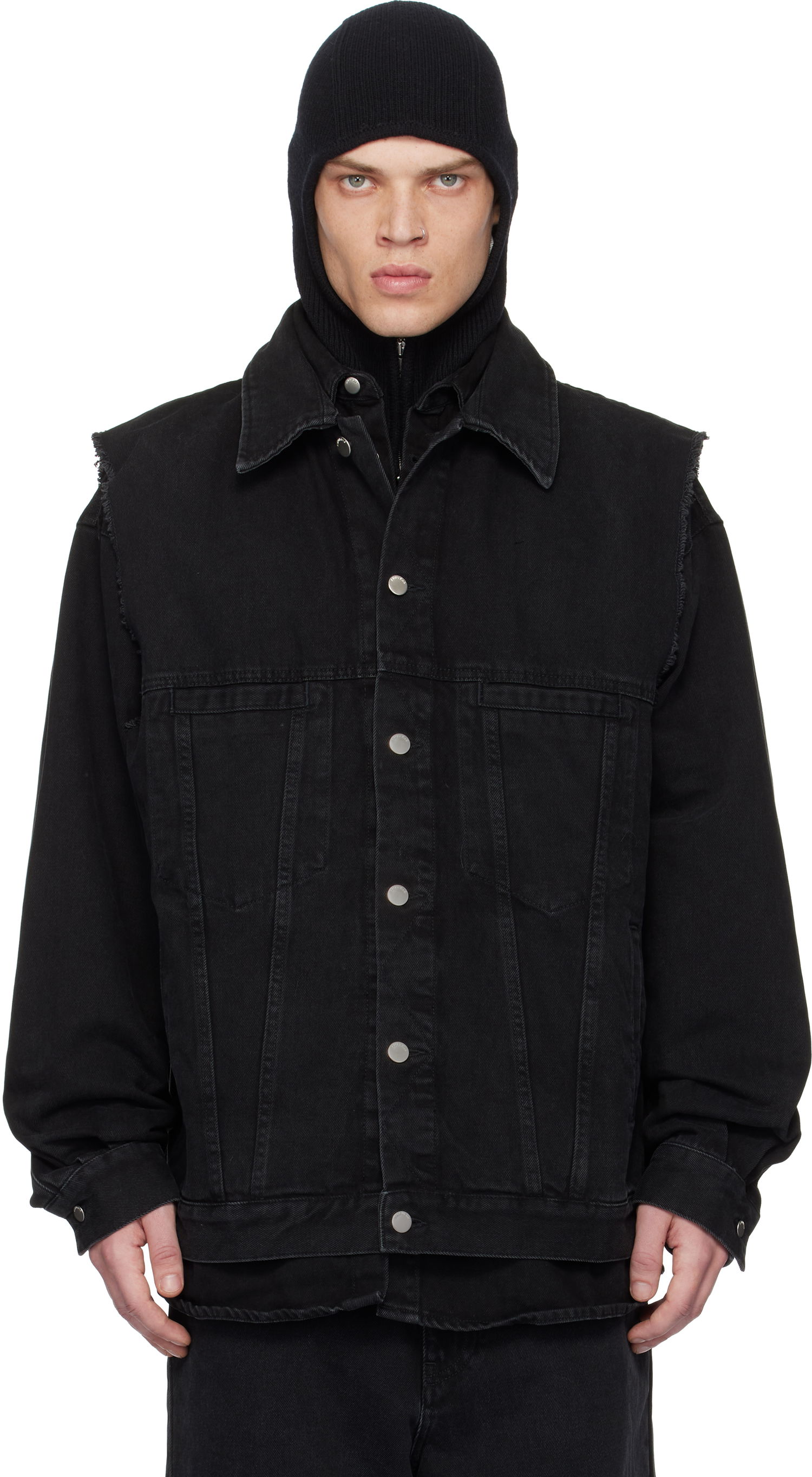 Vest Ambush Layered Denim Jacket Sort | BMYE001F24DEN0011100, 0