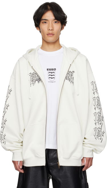 Sweatshirt VETEMENTS Vetements Cradle of Filth Logo Oversized Zip-Up Hoodie Hvid | UCF76ZU100I, 0