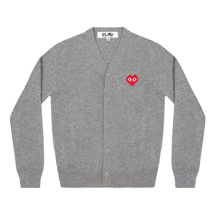 Sweater Comme des Garçons Invader Heart Logo Cardigan Grå | AZ-N084-051-2