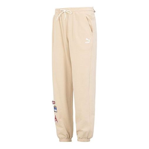 Joggingbukser Puma Team Badge Sweatpants Beige | 677378-67, 0