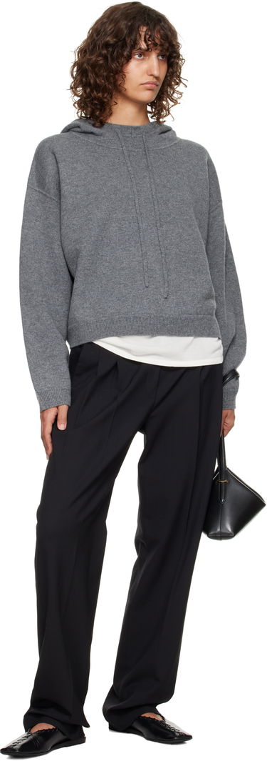 Sweatshirt Loulou de Saison Loulou de Saison Sarla Cashmere Cropped Hoodie Grå | SARLA LDS, 3