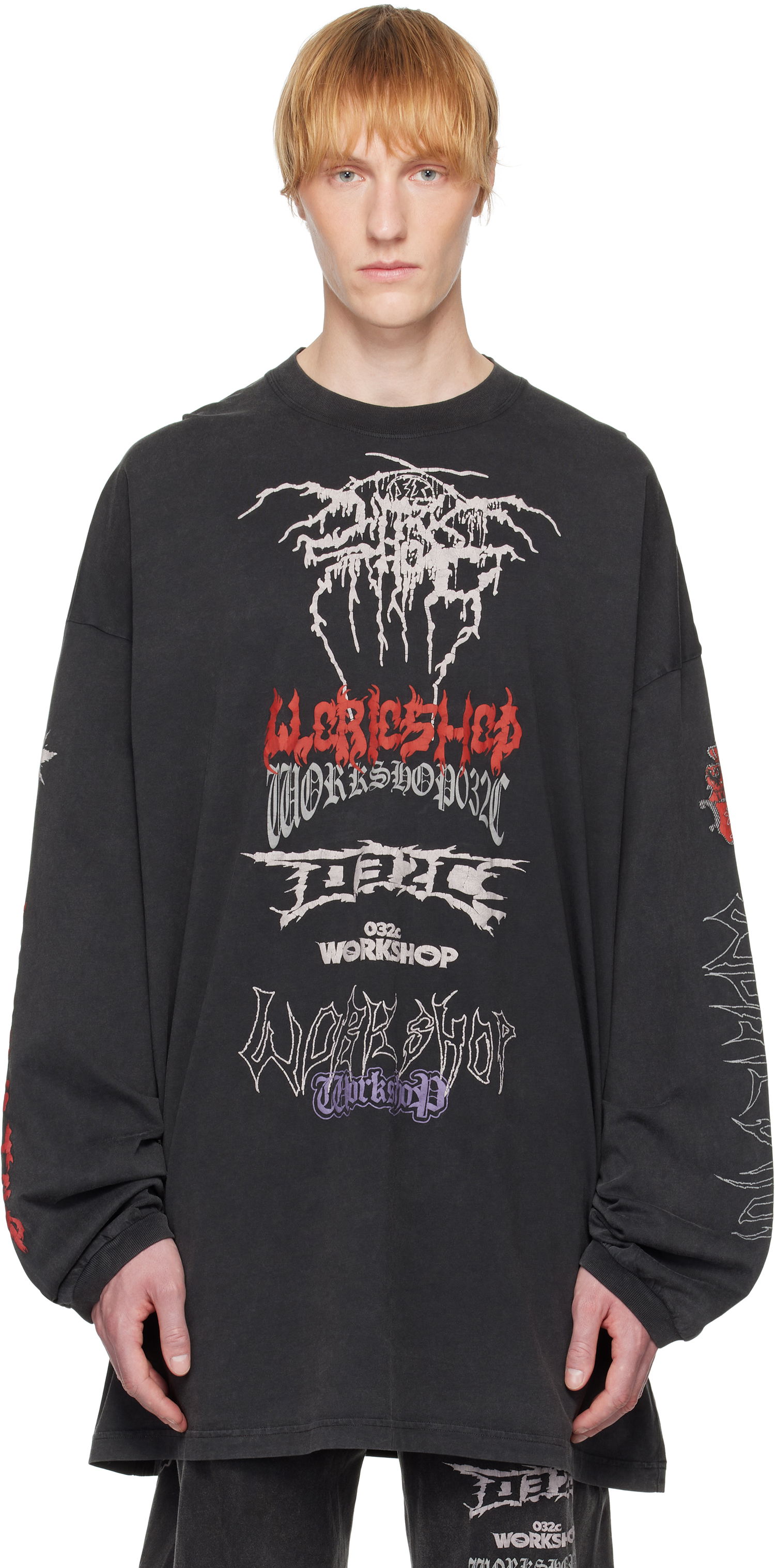 T-shirt 032C Telepresence Oversized Longsleeve T-shirt Sort | S25-URC-0271-050, 0