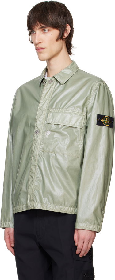 Skjorte Stone Island Stone Island Mussola Gommata-TC Overshirt Grøn | K1S15 1200001 S0022, 3
