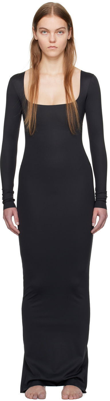 Kjole SKIMS SKIMS Body Long Sleeve Maxi Slip Dress Sort | SL-MAX-4114, 0