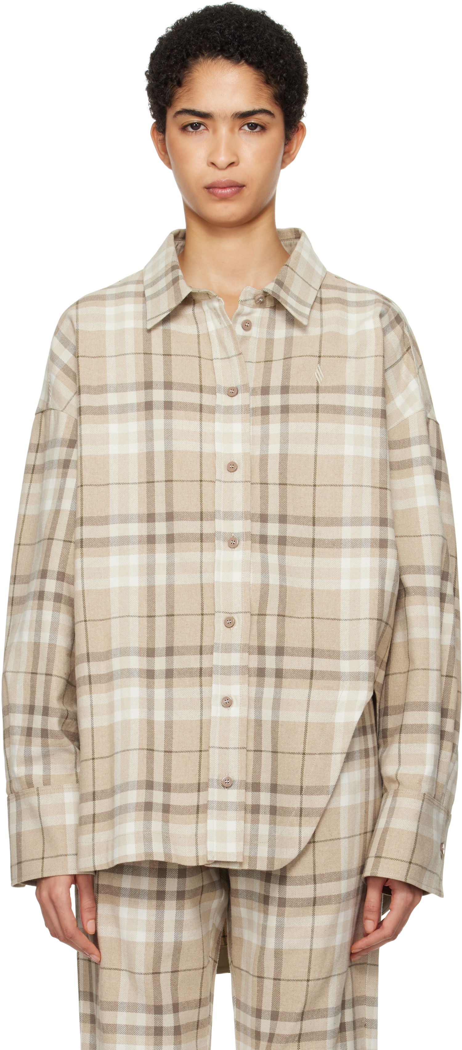 Skjorte The Attico Attico Eliza Plaid Shirt Beige | 250WCH00004 CCC050AA, 0