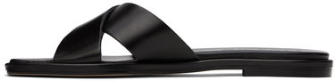 Tilbehør Aeyde Aeyde Sonia Leather Crisscross Slide Sandals Sort | A11-FS-BRNS08FL62-SS24-800-001, 2