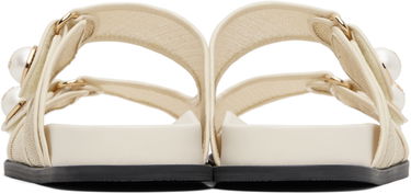 Sneakers og sko Jimmy Choo Fayence Pearl-Embellished Leather Flat Sandals Sort | FAYENCE SANDAL, 4