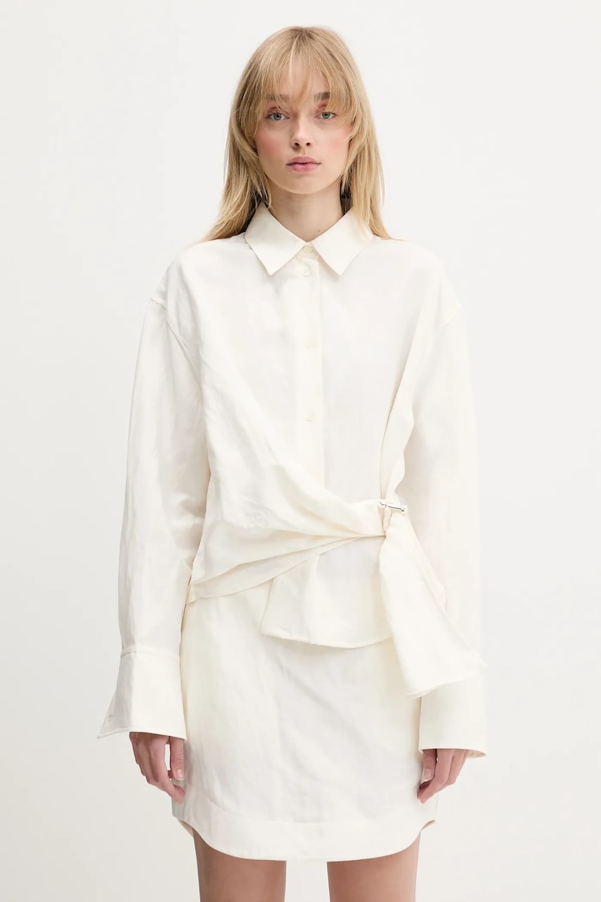 Kjole JW Anderson JW Anderson Draped Twisted Relaxed Linen-Blend Shirt Hvid | SH0346.PG1690.002, 0