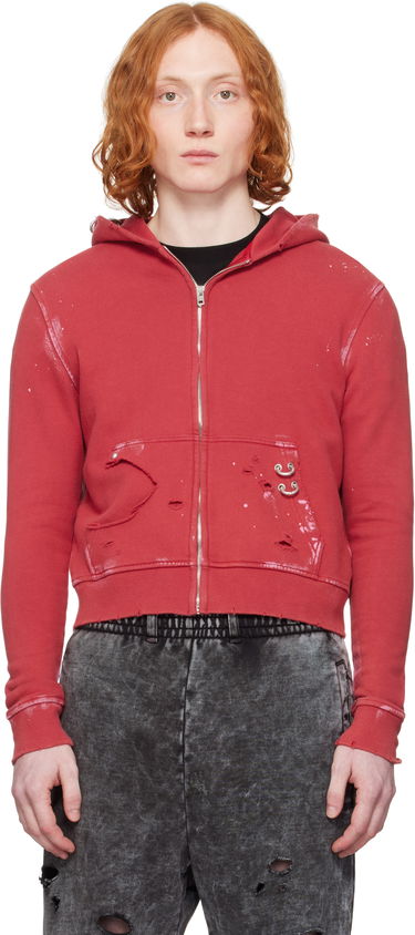 Sweatshirt We11done We11done Pierced Zip-Up Hoodie Rød | WD-TJ0-25-821-U-RD, 0