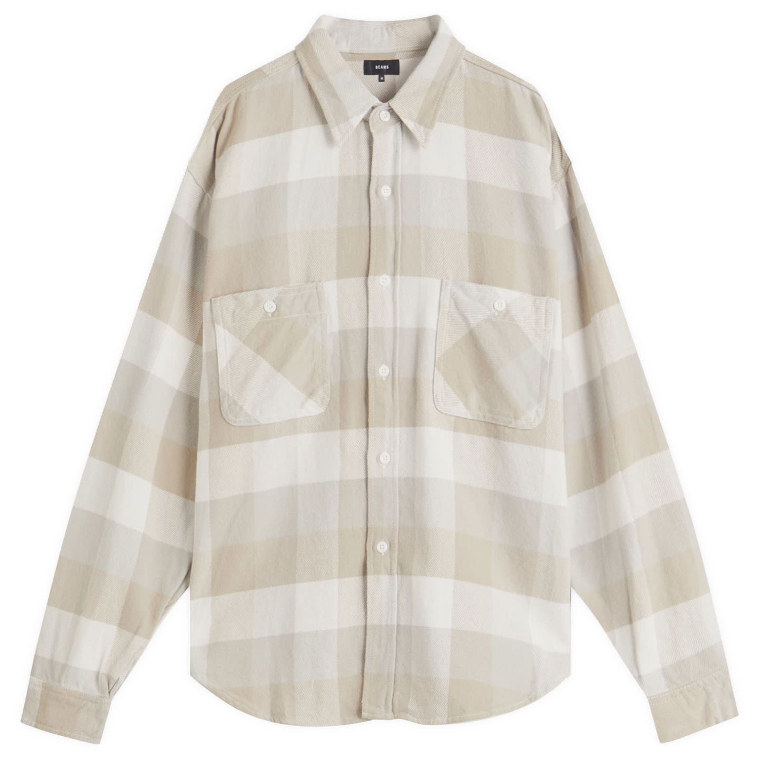Skjorte BEAMS BEAMS Flannel Plaid Shirt, Size Large Beige | 1111-1134-803-20, 0