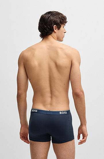 Boksere BOSS BOSS Three-Pack of Stretch Cotton Trunks with Logo Waistband Turkis | 50531701, 1