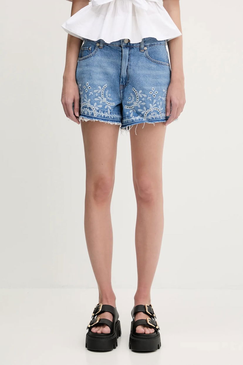Shorts GANNI GANNI Broderie Anglaise High-Waist Denim Shorts Blå | J1678