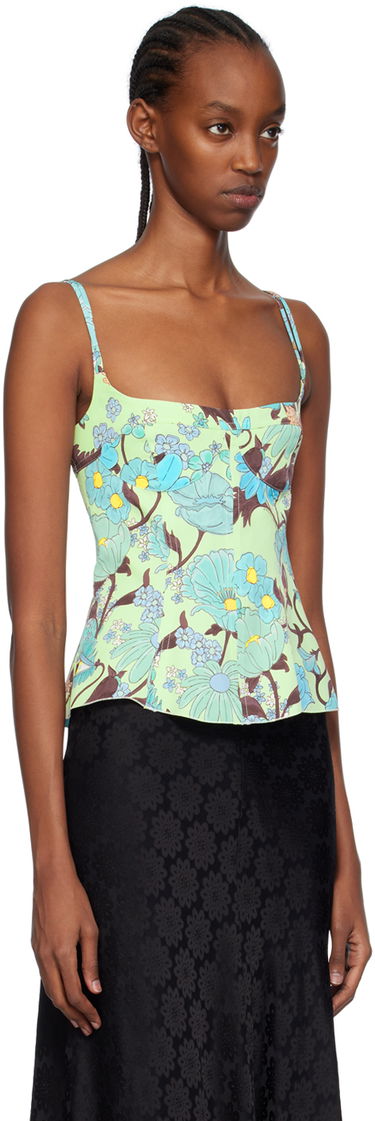 Tanktop Stella McCartney Stella McCartney Floral Print Peplum Camisole Grøn | 6T01583DS300, 1