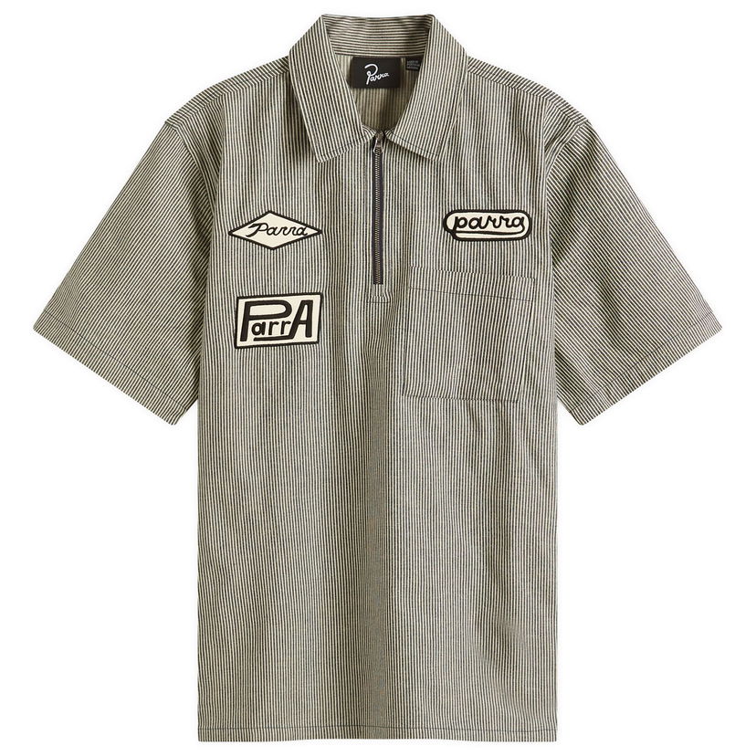 Skjorte By Parra Parra Work Later Short Sleeve Shirt, Size Large Grå | 53340-BLU