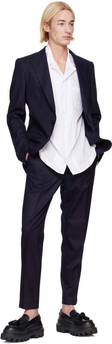 Jakke Dolce & Gabbana Designer Taormina-Fit Single-Breasted Blazer Blå | G2NW0TGI251, 4