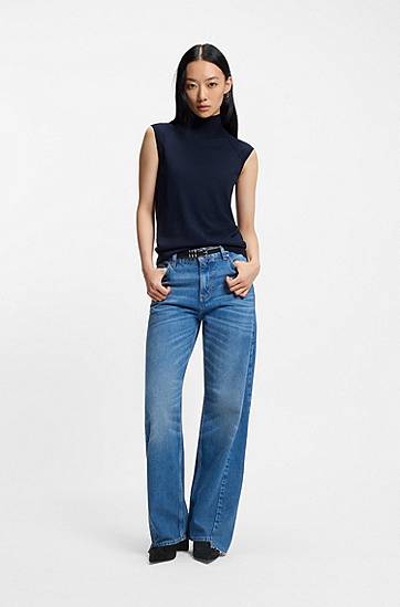 Sneakers og sko BOSS Suede Ankle Boots with Block Heel and Pointed Toe Sort | 50548812, 1