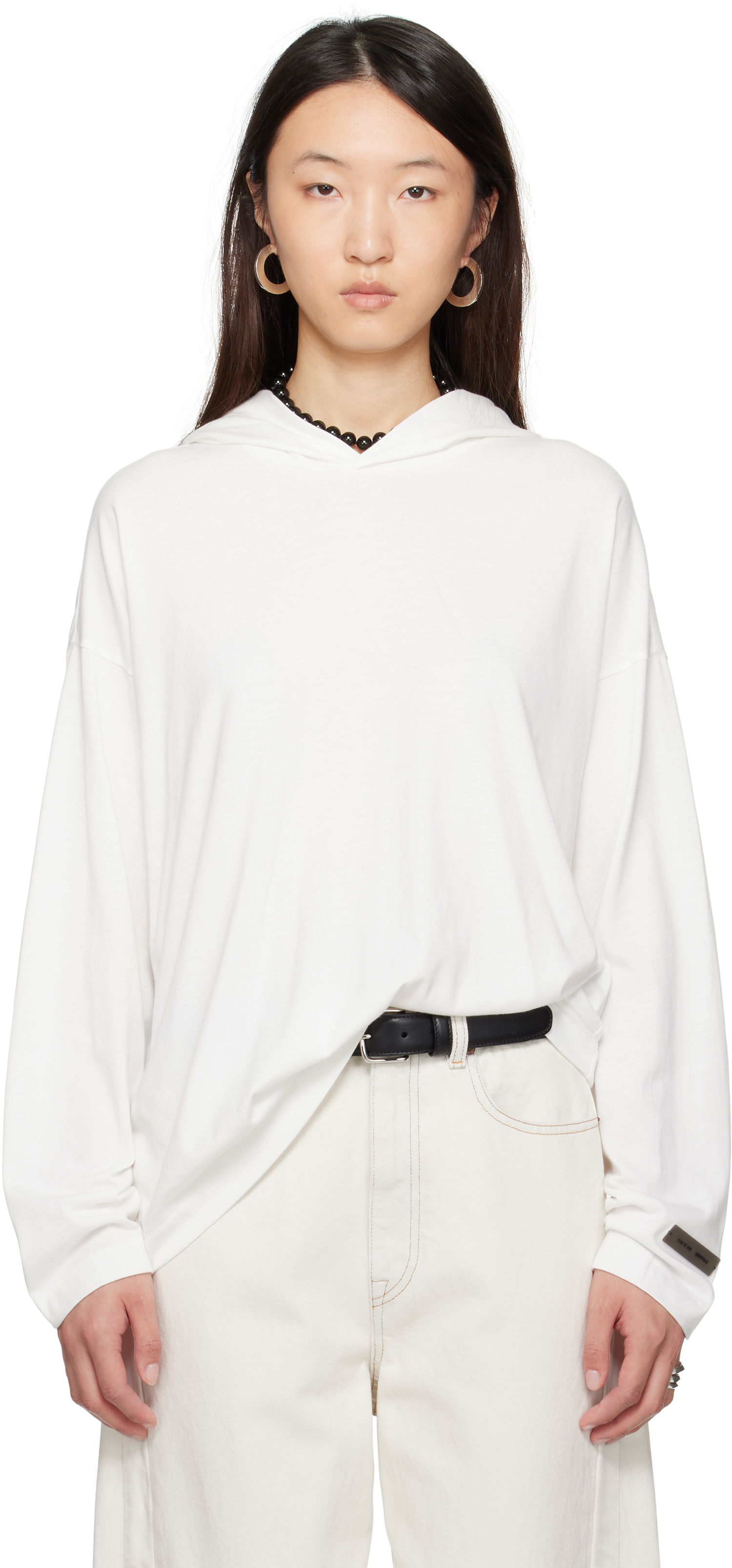 Sweatshirt Fear of God Fear of God ESSENTIALS Long Sleeve Hoodie Hvid | 125SP257044FW, 0