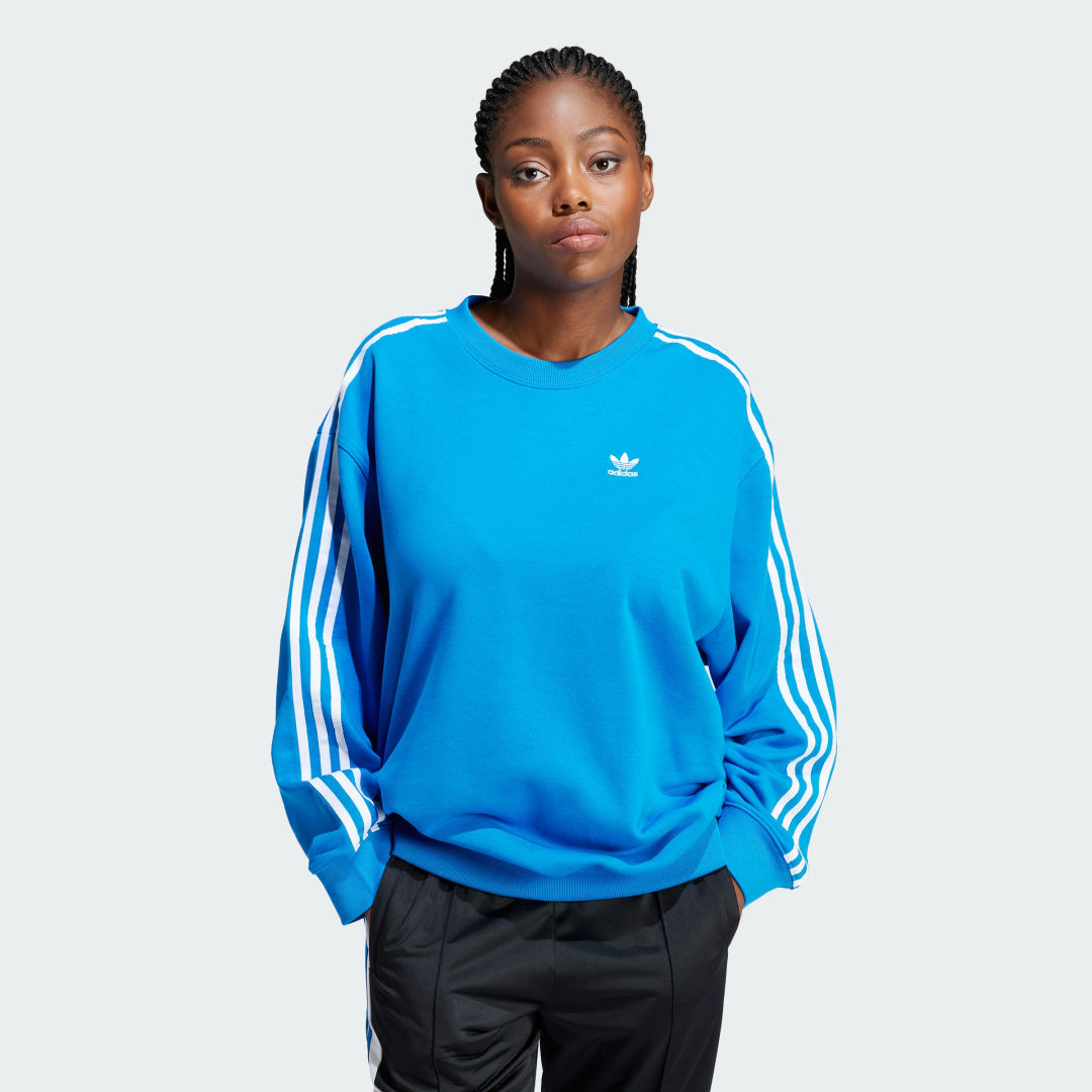 Sweater adidas Originals 3-Stripes Oversized Crew Turkis | IN8488, 0