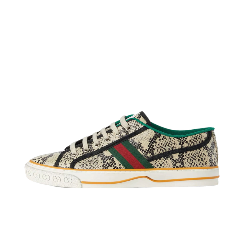 Sneakers og sko Gucci Tennis 1977 Sneaker Python Skin Beige Black Beige | 717592 AAA3U 9753