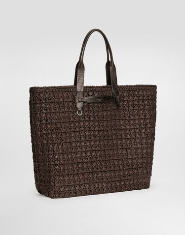 Mulepose Dolce & Gabbana Dolce & Gabbana Raffia Crochet Shopper with Crocodile Embossed Handles Onesize Brun | BM2453A9N968C895, 2