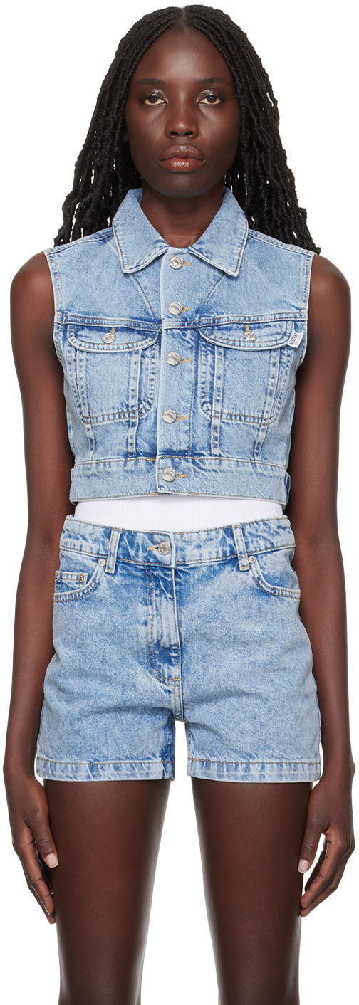 Vest Moschino Moschino Jeans Faded Denim Vest Blå | 0505 3236