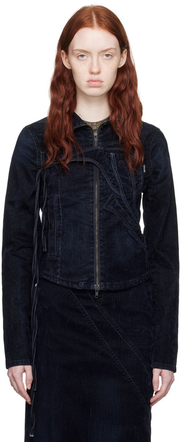 Jakke Ottolinger Ottolinger Fitted Denim Jacket Mørkeblå | 1703310
