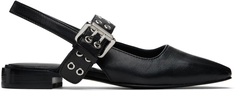 Tøj rag & bone Rag & Bone Astra Leather Slingback Slippers Sort | WFF24SF002TB2