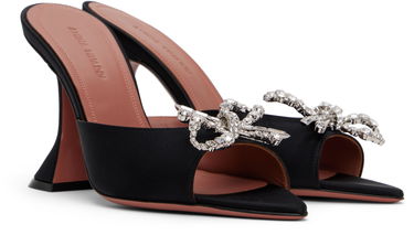 Tilbehør Amina Muaddi Amina Muaddi Rosie Slipper Heeled Sandals Sort | ROSIE SLIPPER CL SATIN, 3