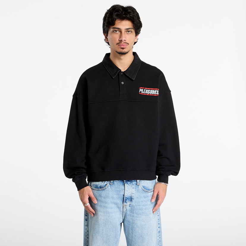 Sweatshirt Pleasures Gentle Polo Sweatshirt S Sort | P25F028-BLACK