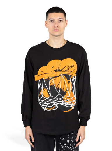 T-shirt Pleasures Hoops Long-Sleeve Tee Black Sort | P23SP055-BLACK