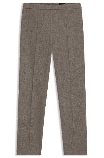 Bukser BOSS Regular-Fit Micro-Patterned Wool-Blend Trousers Grå | 50545535