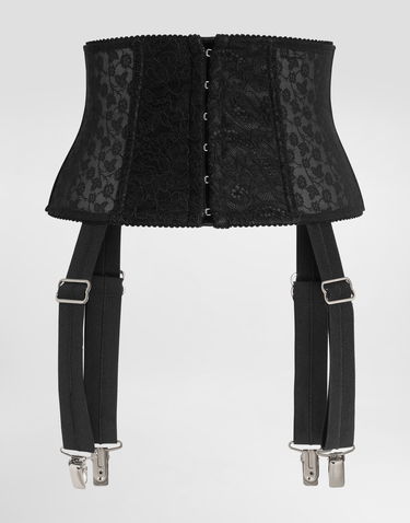 Krop Dolce & Gabbana Dolce & Gabbana Stretch Marquisette Corset Belt with Garters Sort | FB404AGDC2PN0000, 1