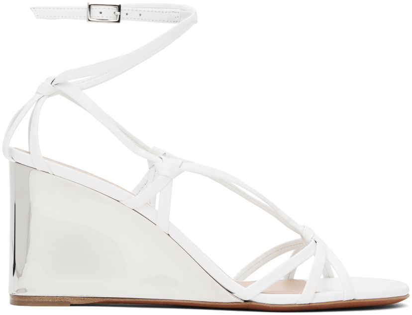 Kjole CHLOÉ Chloé Rebecca Wedge Heeled Sandals Hvid | CHC24U989HY