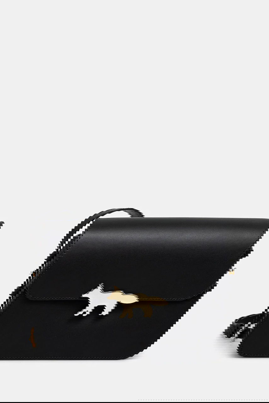 Håndtaske MAISON KITSUNÉ Edie Large Leather Crossbody Bag Sort | OW05171LR0001, 0