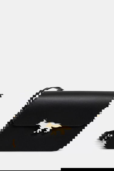 Håndtaske MAISON KITSUNÉ Edie Large Leather Crossbody Bag Sort | OW05171LR0001, 0