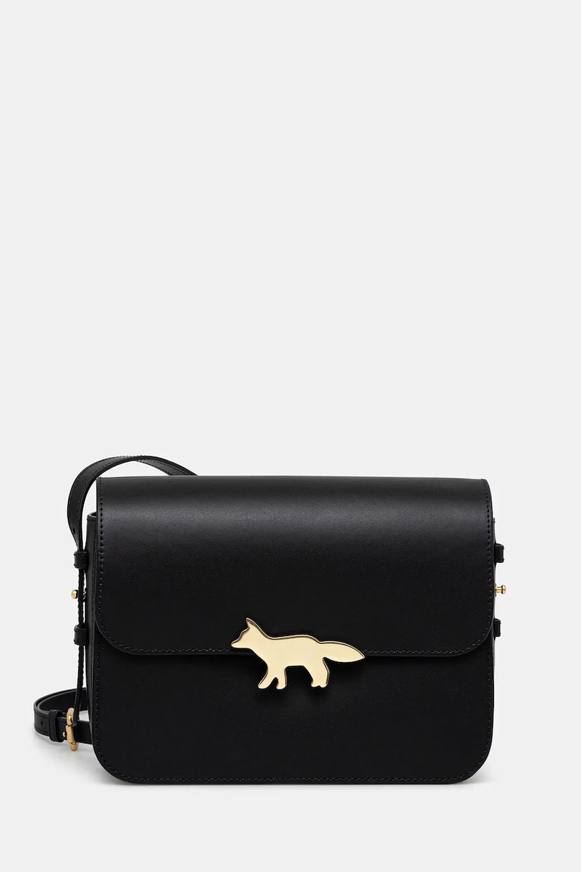 Håndtaske MAISON KITSUNÉ Edie Large Leather Crossbody Bag Sort | OW05171LR0001