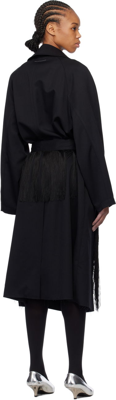 Frakker Maison Margiela MM6 Maison Margiela Wool Gabardine Trench Coat with Fringed Belt Sort | S52AH0079 S78542, 2