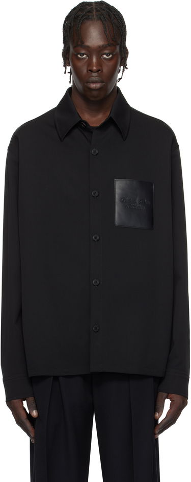 Skjorte Balmain Couture Label Long Sleeve Shirt Sort | EH1HS391WB01, 0