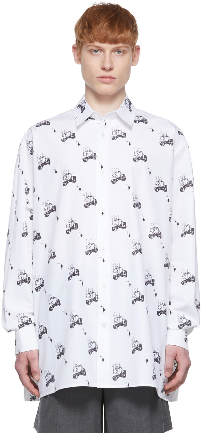 Skjorte We11done Print Cotton Shirt Hvid | WD-BL1-22-213-U-WH