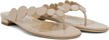 Tilbehør Manolo Blahnik Manolo Blahnik Nour Scalloped Thong Sandals Beige | 424-1837, 3